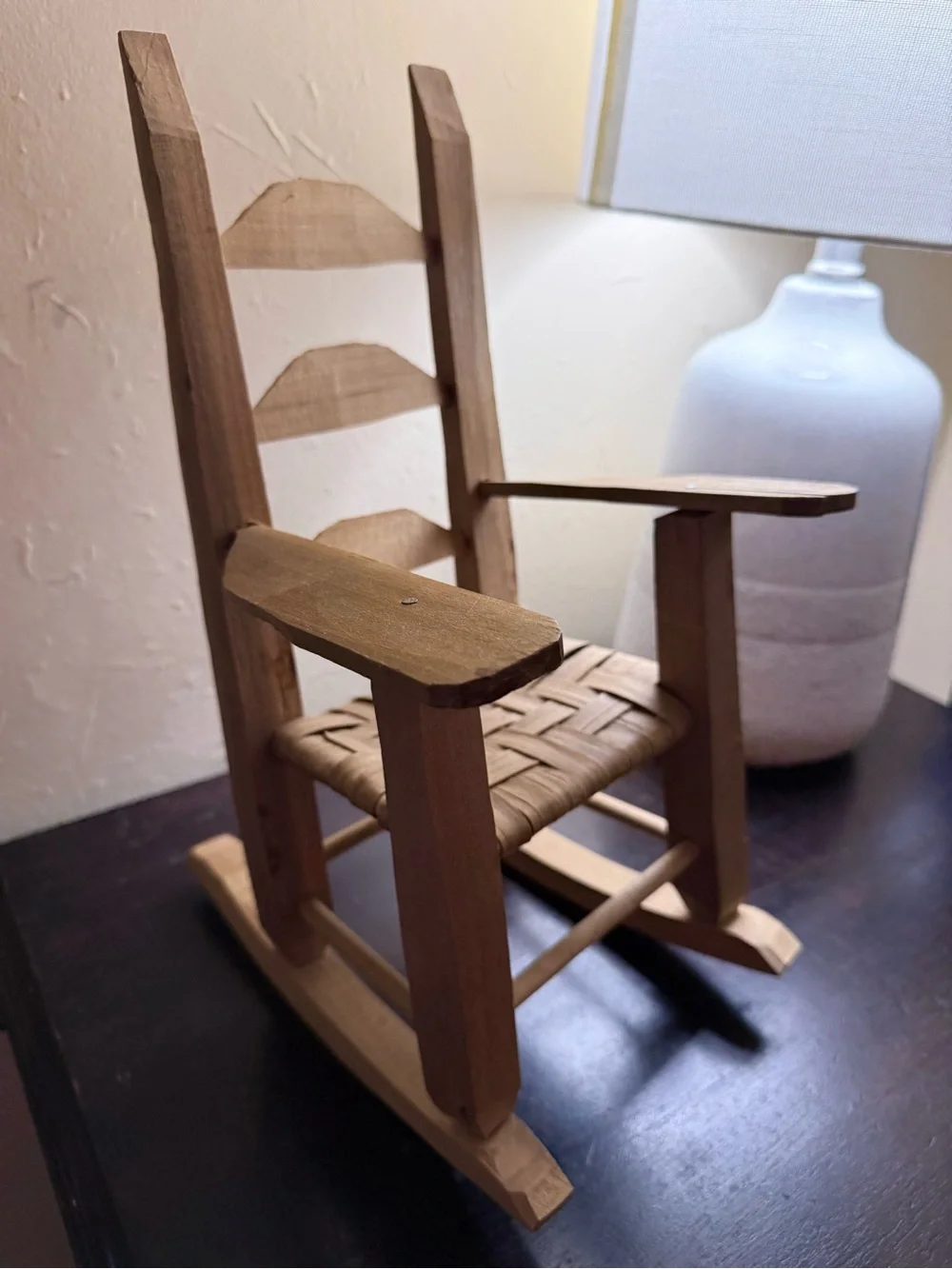 Wooden Rocking Chair Figurine in Natural Brown